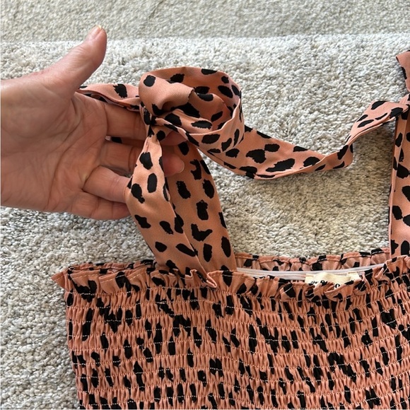 Leopard Print Smocked, Wide Leg Jumpsuit - Picture 3 of 7